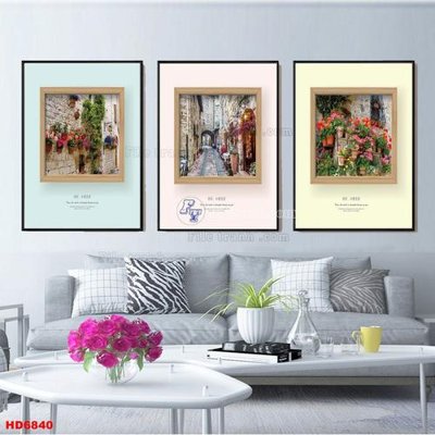 File gốc File tranh bộ hiện đại HD6840 (in tráng gương) sang trọng