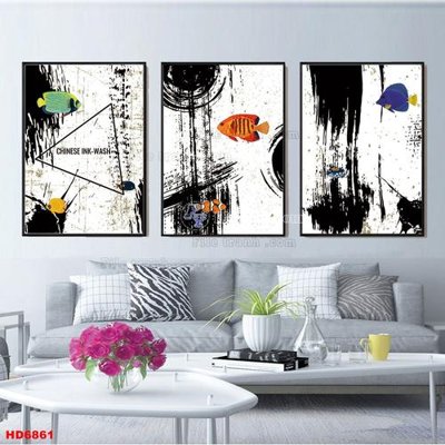 File gốc File tranh bộ hiện đại HD6861 (in tráng gương) sang trọng