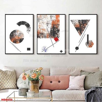 Download file gốc File tranh bộ hiện đại HD6950 (in lụa) hoa lá