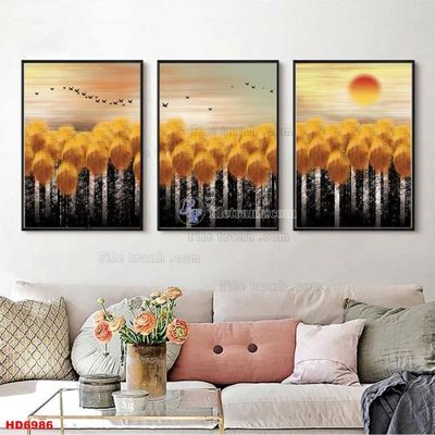 File gốc File tranh bộ hiện đại HD6986 (in tráng gương) sang trọng