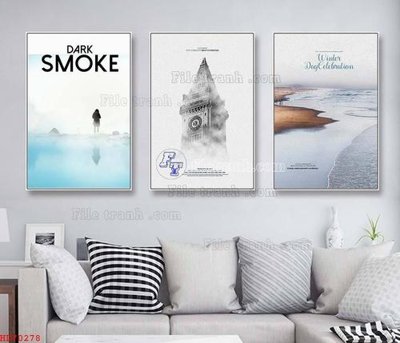 Hình ảnh file gốc in trần nhà File bộ tranh treo hiện đại HD70278