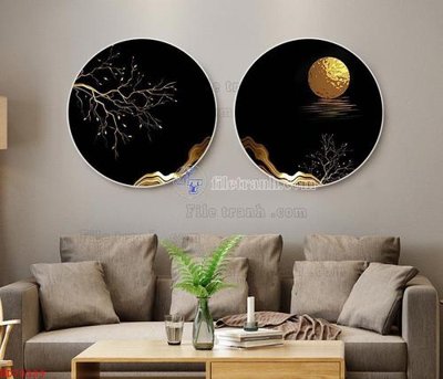 Download file File bộ tranh treo hiện đại HD70339 (gốc) in mica đèn LED