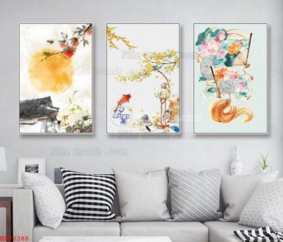 File tranh quảng cáo File bộ tranh treo hiện đại HD70388 (download file gốc)