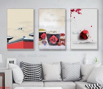 Download file File bộ tranh treo hiện đại HD70391 (gốc) in mica đèn LED