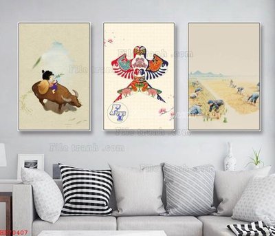 File gốc File bộ tranh treo hiện đại HD70407 (phong cách) cổ điển