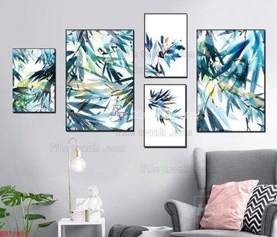 File in mica File bộ tranh treo hiện đại HD70806 (bản gốc) làm vách ngăn