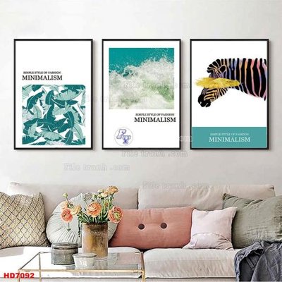 File gốc File tranh bộ hiện đại HD7092 (in mica) trang trí