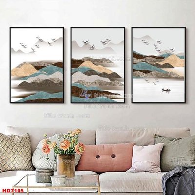 File in lụa File tranh bộ hiện đại HD7105 (phong cảnh) File tranh bộ hiện đại HD7105