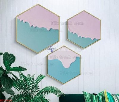 File tranh File bộ tranh treo hiện đại HD71649 (bản gốc) in lụa 5D