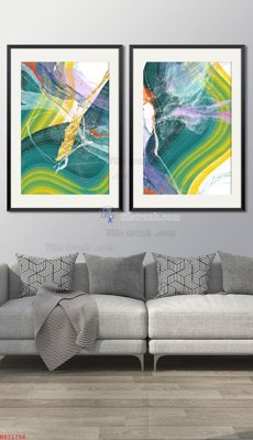 File tranh gốc in trần nhà File bộ tranh treo hiện đại HD71756 3D