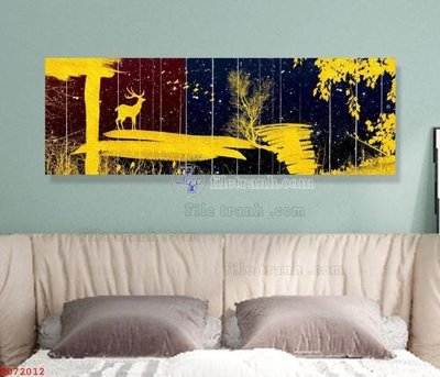 File tranh File bộ tranh treo hiện đại HD72012 (bản gốc) in lụa 3D