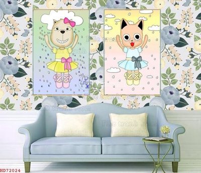 File gốc File bộ tranh treo hiện đại HD72024 (in tráng gương) nghệ thuật