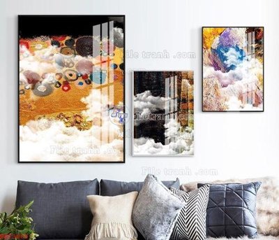 File tranh File bộ tranh treo hiện đại HD73009 (bản gốc) in lụa 5D