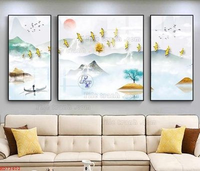 File tranh trang trí File bộ tranh treo hiện đại HD73402 (file gốc)