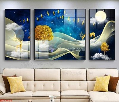 Download file File bộ tranh treo hiện đại HD73416 (gốc) in mica đèn LED