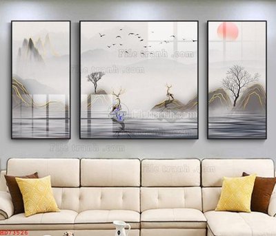 File gốc File bộ tranh treo hiện đại HD73526 (in lụa) tranh thuận buồm