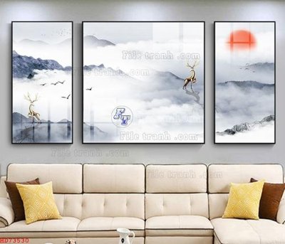 File in trần File bộ tranh treo hiện đại HD73530 (bản gốc) phong cảnh