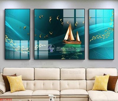 File tranh File bộ tranh treo hiện đại HD73655 (ảnh gốc) in trần nhà