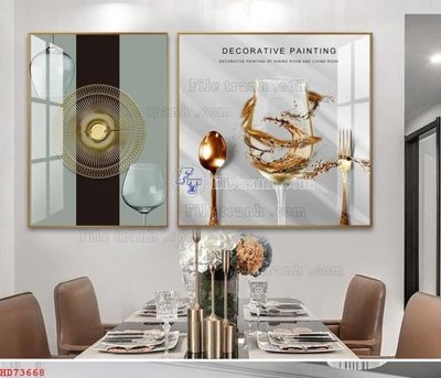 File gốc File bộ tranh treo hiện đại HD73668 (in lụa) tranh mã đáo