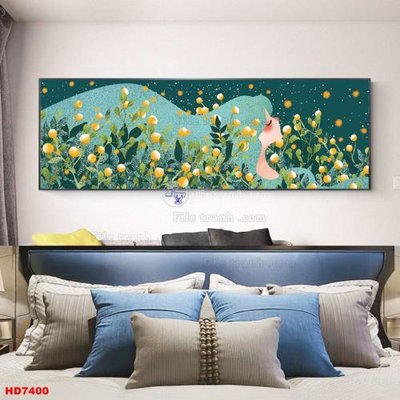 File gốc File tranh bộ hiện đại HD7400 (in lụa) họa tiết 3D