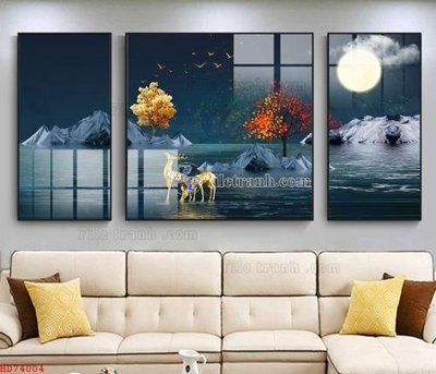 File gốc File bộ tranh treo hiện đại HD74004 (in lụa) tranh phong thủy