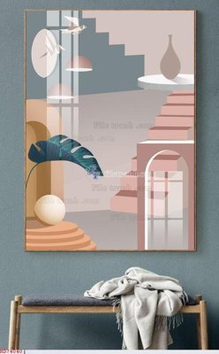 File gốc File bộ tranh treo hiện đại HD74040 (in tráng gương) nghệ thuật