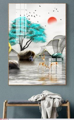 File tranh File bộ tranh treo hiện đại HD74117 (file gốc) chủ đề phong thủy