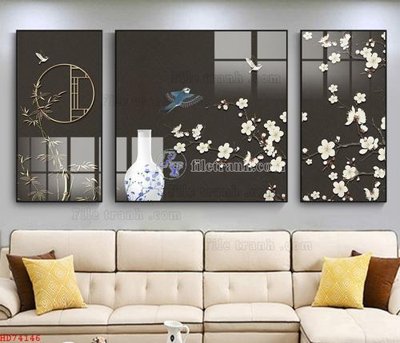 File gốc File bộ tranh treo hiện đại HD74146 (in lụa) cao cấp