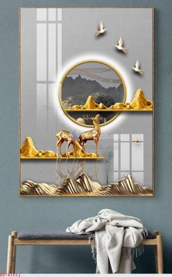 File tranh File bộ tranh treo hiện đại HD74153 (gốc) in trên kính