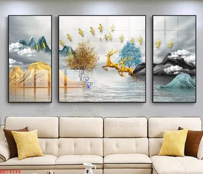 Download file gốc File bộ tranh treo hiện đại HD74244 (in lụa) nghệ thuật