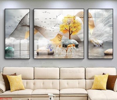 File gốc File bộ tranh treo hiện đại HD74270 (cho in UV) siêu nét