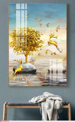 File tranh File bộ tranh treo hiện đại HD74319 (file gốc) chủ đề phong thủy