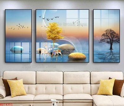Download file File bộ tranh treo hiện đại HD74351 (gốc) in mica bàn thờ
