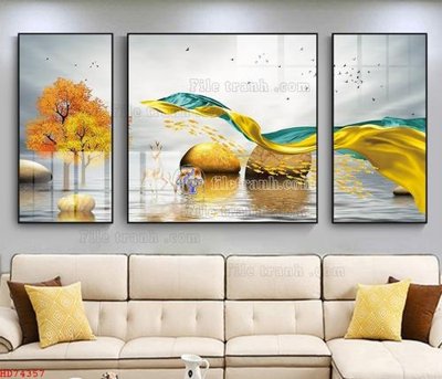 Download file gốc File bộ tranh treo hiện đại HD74357 (in lụa) nghệ thuật