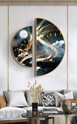 File tranh gốc PSD File bộ tranh treo hiện đại HD74366 còn nguyên layer