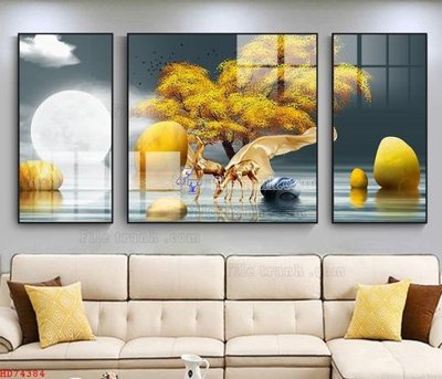 File gốc File bộ tranh treo hiện đại HD74384 (in ấn) không giới hạn