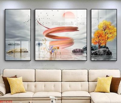 File in lụa File bộ tranh treo hiện đại HD74385 (chất lượng cao) File bộ tranh treo hiện đại HD74385