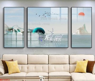 File gốc File bộ tranh treo hiện đại HD74452 (in mica) trang trí
