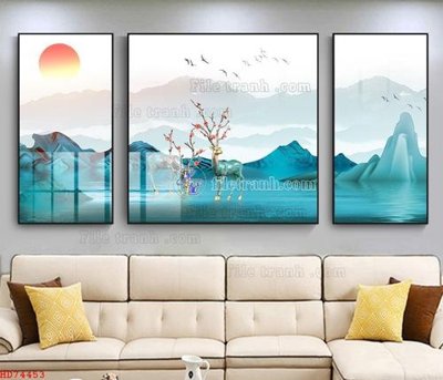 File gốc File bộ tranh treo hiện đại HD74453 (in 3D) cho trang trí