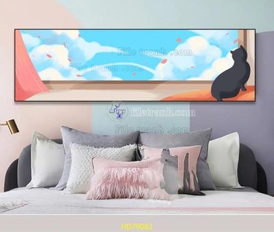 File gốc File tranh hiện đại treo tường HD79082 (in lụa) họa tiết 3D