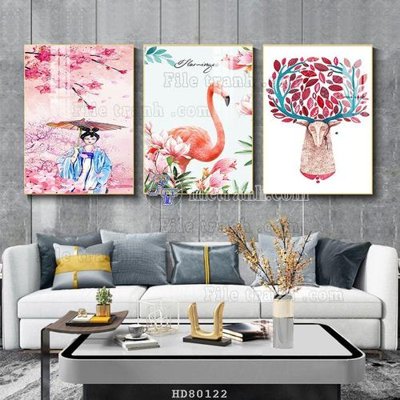 File in lụa File tranh hiện đại pha lê gương HD80122 (phong cảnh) File tranh hiện đại pha lê gương HD80122