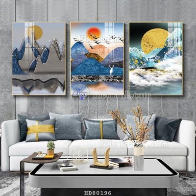 File in ấn File tranh hiện đại pha lê gương HD80196 chuyên nghiệp