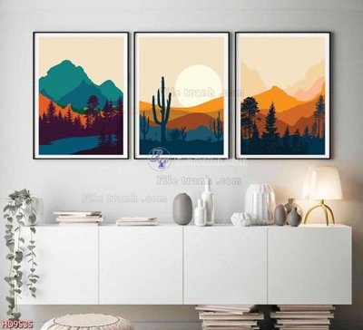 File ảnh File tranh bộ hiện đại HD9535 (gốc) cho trang trí nhà hàng