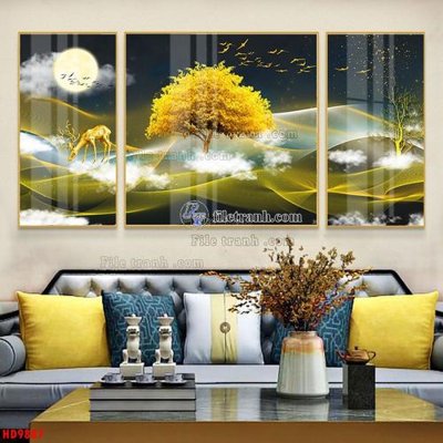 Download file File tranh bộ hiện đại HD9887 (gốc) in mica bàn thờ