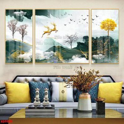 File gốc File tranh bộ hiện đại HD9909 (in lụa) trang trí tường
