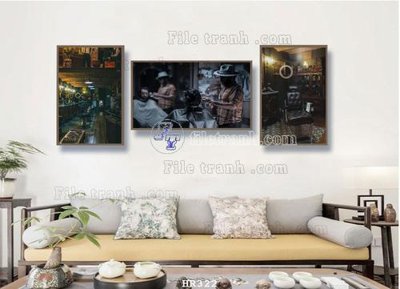 Tải file File tranh quán cắt tóc HR322 (ảnh gốc) in gạch men