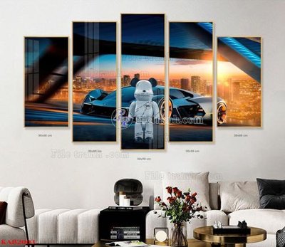 File tranh File tranhbộ 5 tấm kawas gấu bearbrick KAB2003 (ảnh gốc) độ nét vượt trội