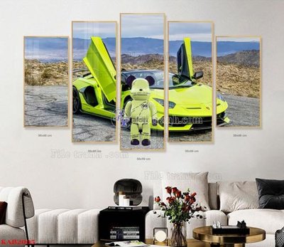 File gốc File tranhbộ 5 tấm kawas gấu bearbrick KAB2005 (chuẩn màu) cho in offset