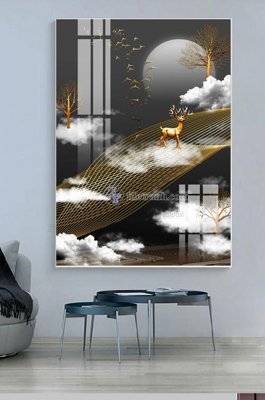 Hình ảnh file gốc in lụa File tranh hiện đại pha lê gương KF100680