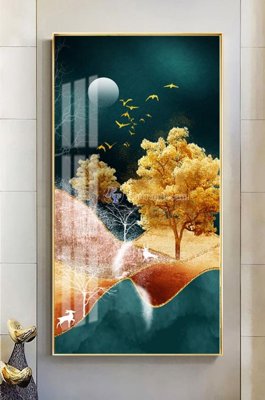 Hình ảnh file gốc in trần nhà File tranh hiện đại pha lê gương KF101569